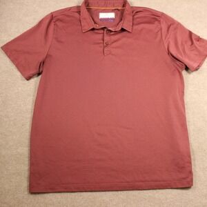 Modern Ambition Mens Technical Polo Shirt Burgundy Red Micro Stripe Large L